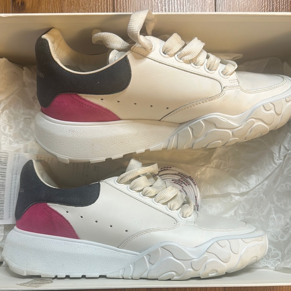 Alexander McQueen White and Pink Sneakers